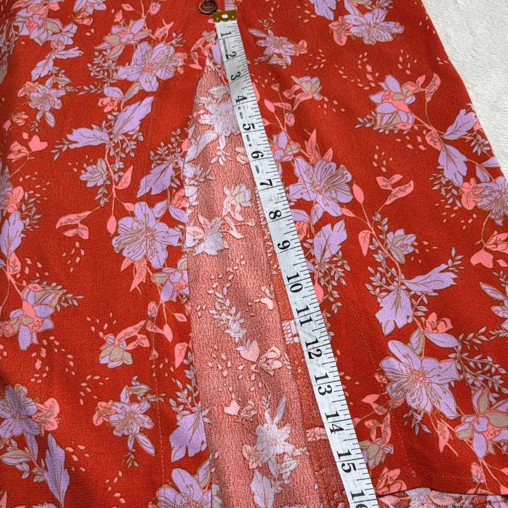 Free People Floral Split Midi Skirt Red – Size 0 - Picture 7 of 11